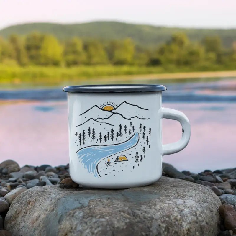 Quit Place Camper Outdoor Emaille Tasse - tshirtladen - 