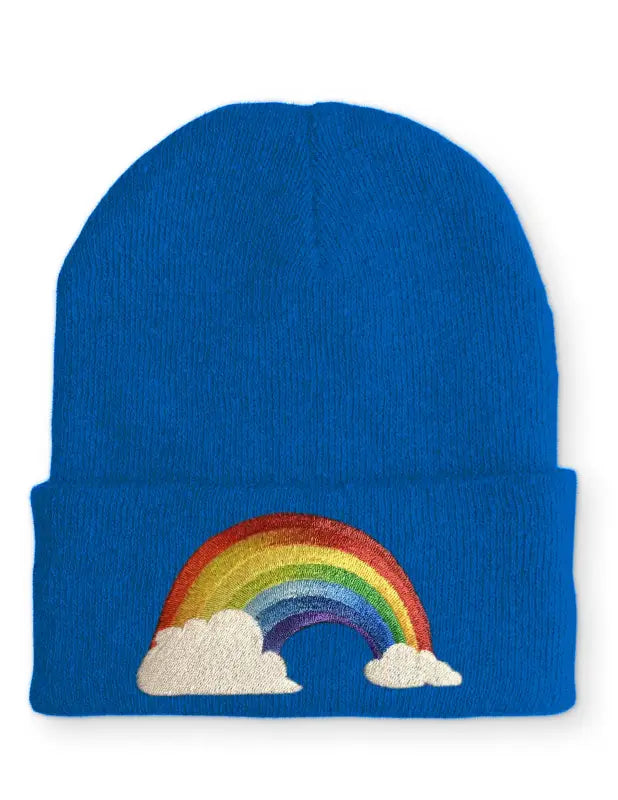Regenbogen mit Wolken Statement Beanie Mütze Spruch - Royal