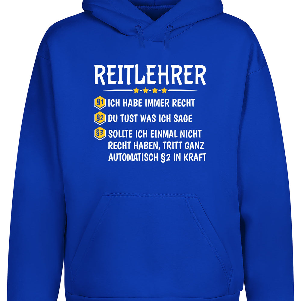 
                      
                        Reitlehrer Ich habe immer Recht Hoodie Kapuzenpullover Unisex - tshirtladen
                      
                    