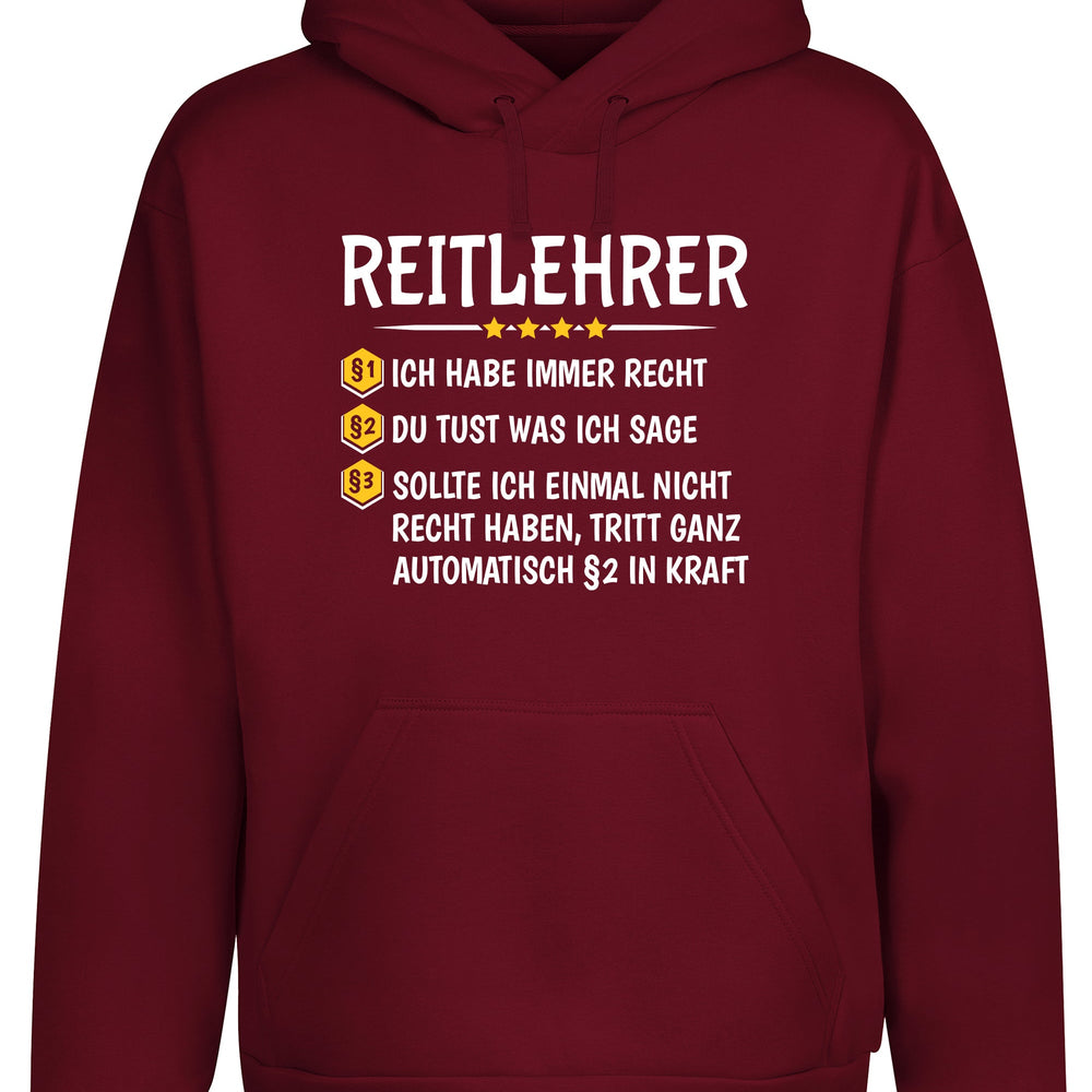 
                      
                        Reitlehrer Ich habe immer Recht Hoodie Kapuzenpullover Unisex - tshirtladen
                      
                    