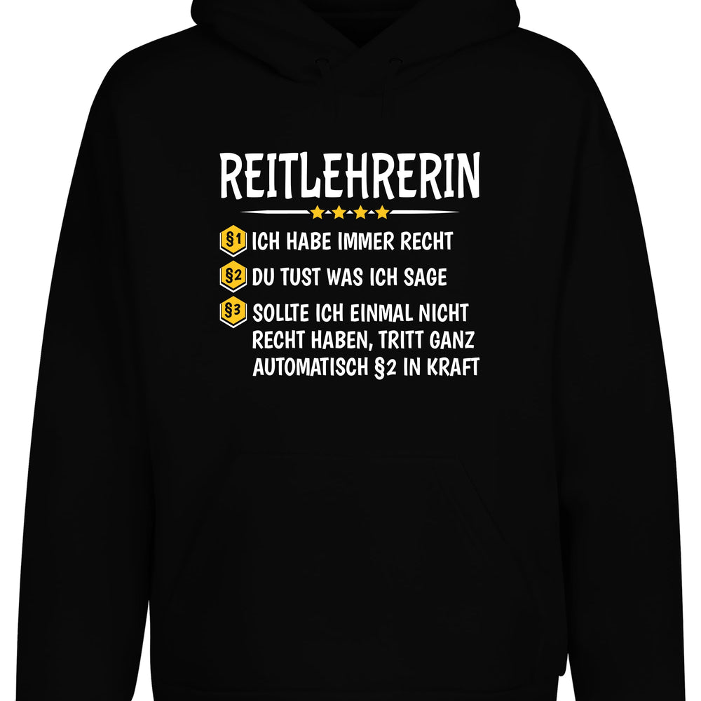 
                      
                        Reitlehrerin Ich habe immer Recht Hoodie Kapuzenpullover Unisex - tshirtladen
                      
                    