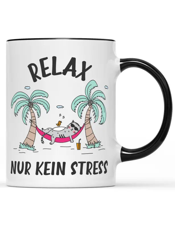 Relax nur kein Stress Tasse - Schwarz