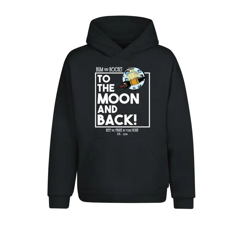 Rum and Rocket To the Moon Back Hoodie Unisex - XS / Charcoal (Heather)