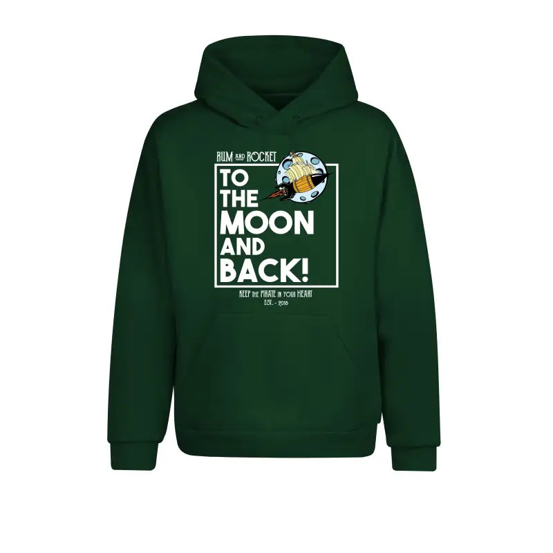 Rum and Rocket To the Moon Back Hoodie Unisex - XS / Dunkelgrün