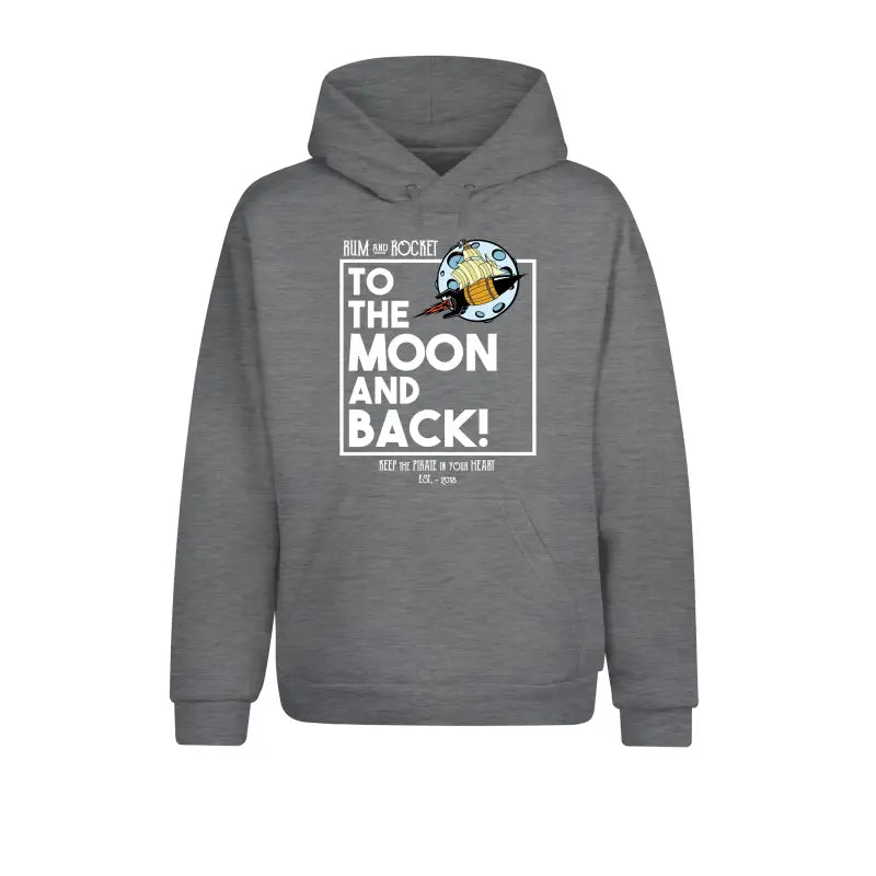 Rum and Rocket To the Moon Back Hoodie Unisex - XS / Sports Grey