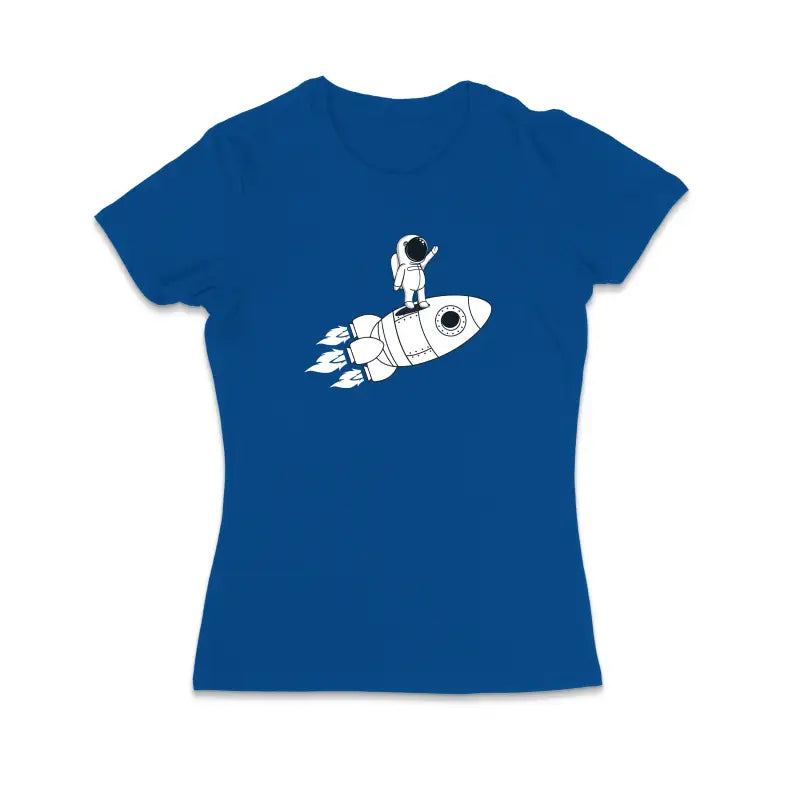 Rum and Rocket Waving Astronaut Damen T - Shirt - S / Royal