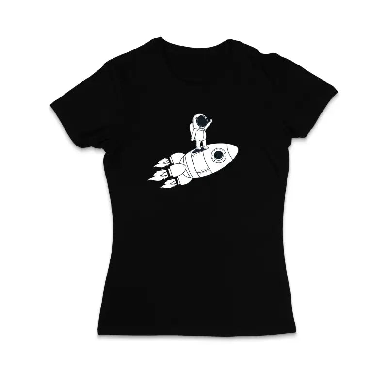 Rum and Rocket Waving Astronaut Damen T - Shirt - S / Schwarz