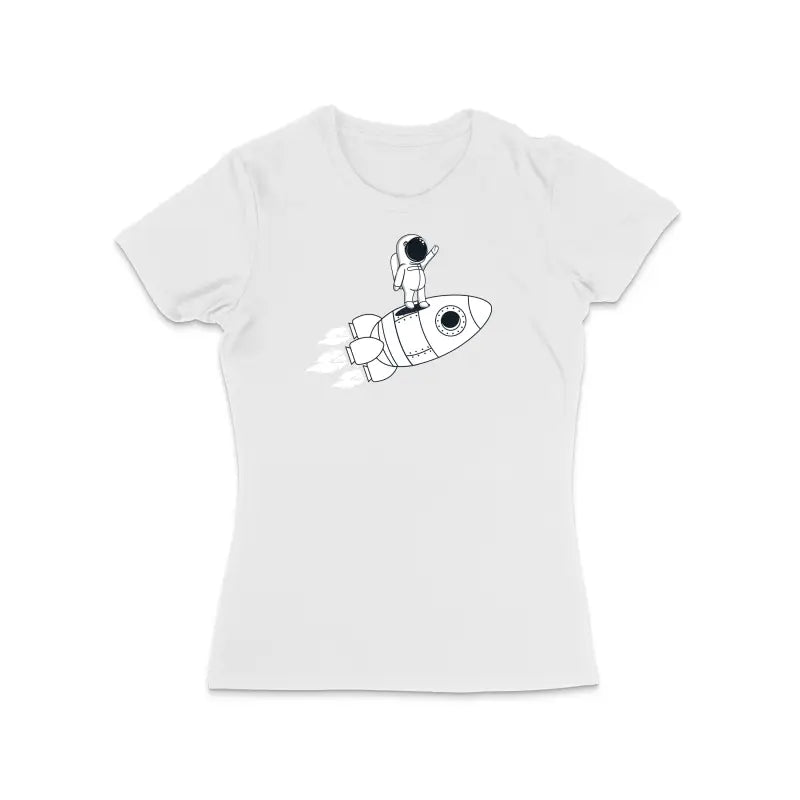 Rum and Rocket Waving Astronaut Damen T - Shirt - S / Weiss