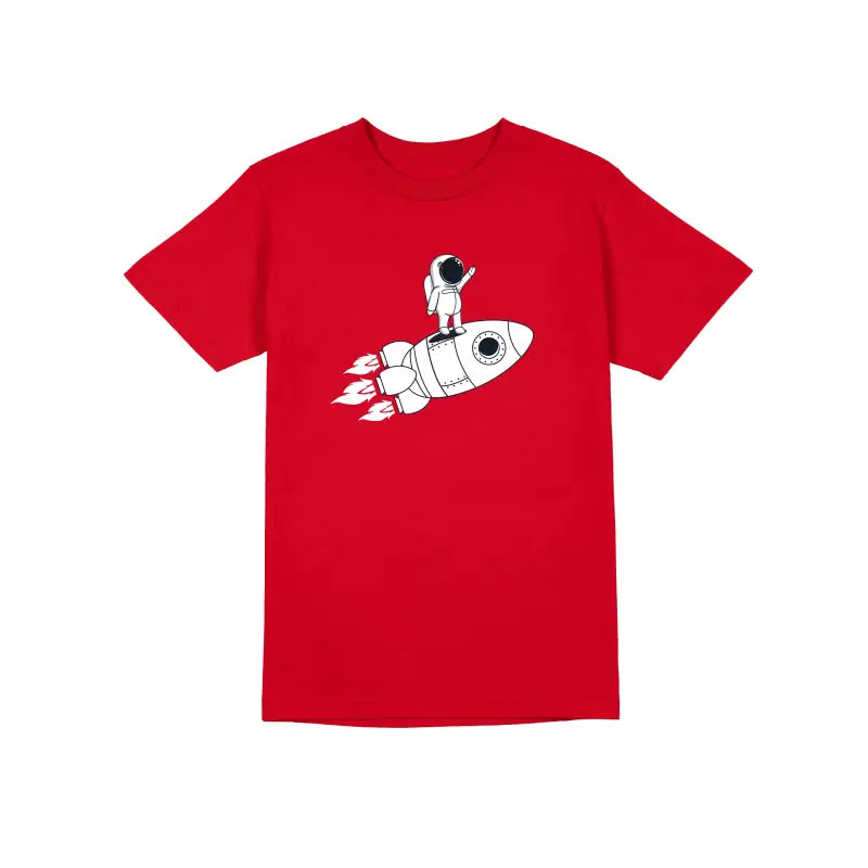 Rum and Rocket Waving Astronaut Herren T - Shirt - S / Rot