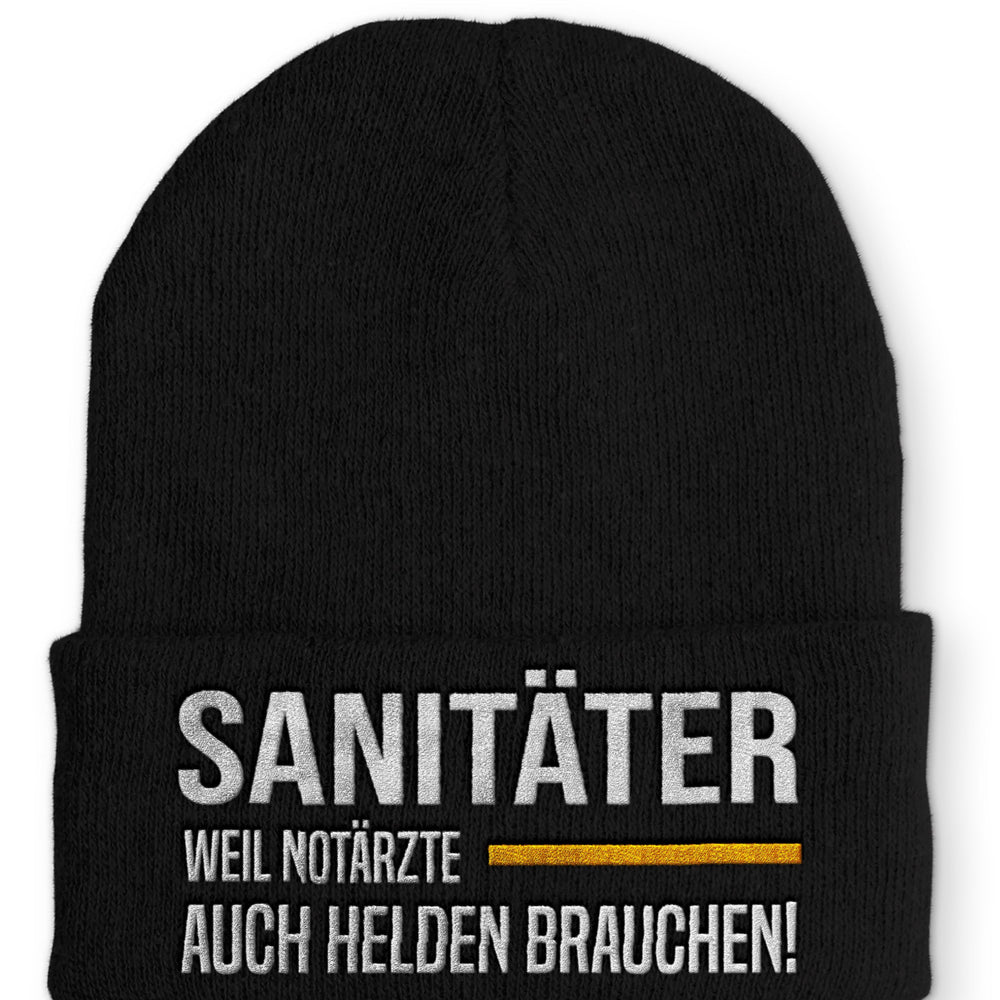 Sanitäter weil Notärzte Helden brauchen Beanie Mütze mit Spruch - Black - Mütze