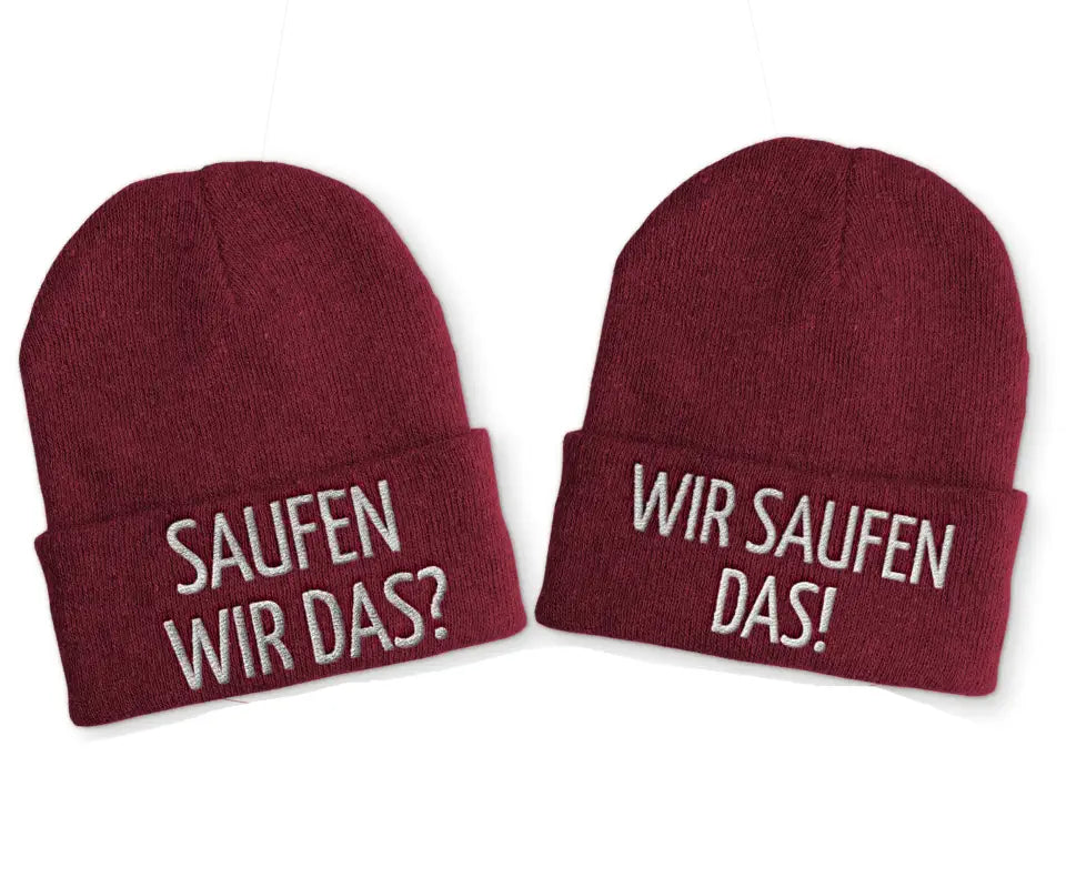 
                      
                        Saufen wir das? das! Duo Statement Beanie Mütze mit Spruch - Bordeaux
                      
                    