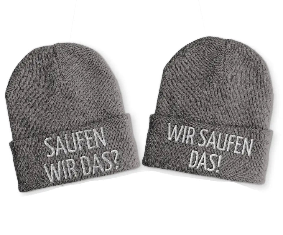 
                      
                        Saufen wir das? das! Duo Statement Beanie Mütze mit Spruch - Grey
                      
                    