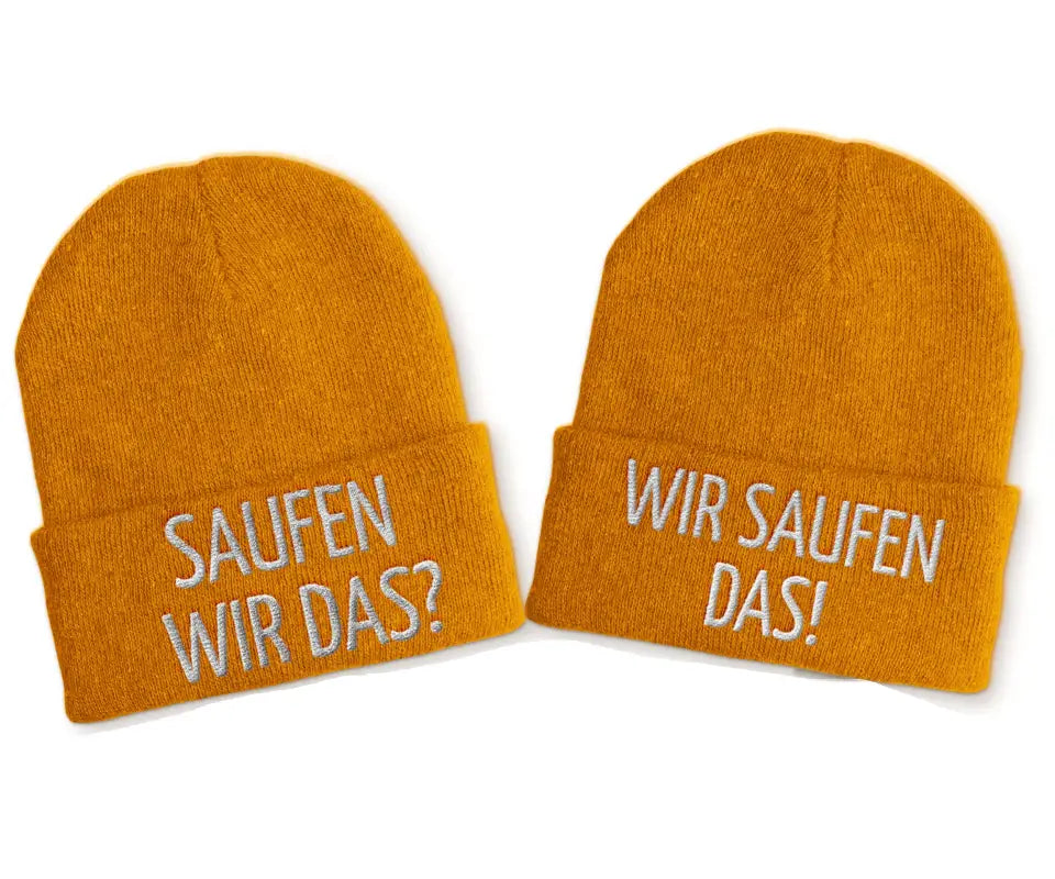 
                      
                        Saufen wir das? das! Duo Statement Beanie Mütze mit Spruch - Mustard
                      
                    