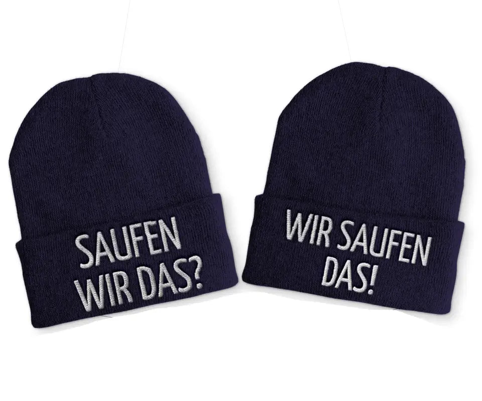 
                      
                        Saufen wir das? das! Duo Statement Beanie Mütze mit Spruch - Navy
                      
                    