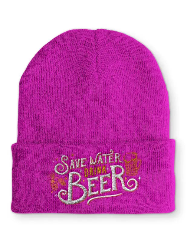 Save Water drink Beer Beanie Wintermütze Mütze mit Spruch - Pink