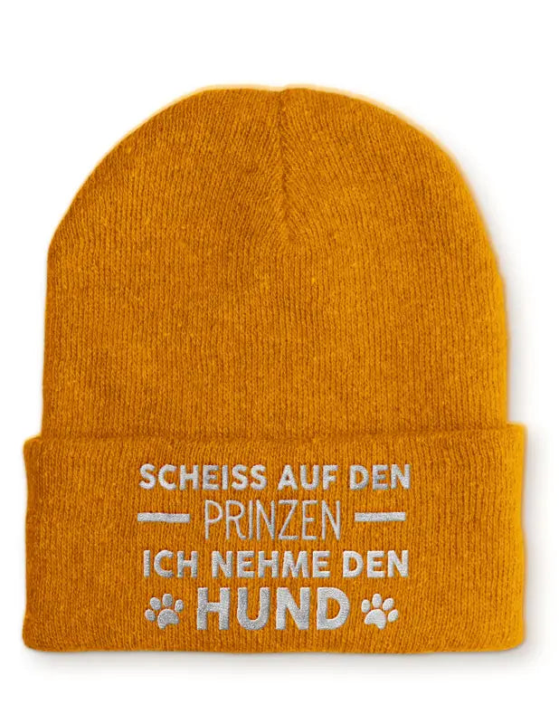 
                      
                        Scheiss auf den Prinzen Ich nehme Hund Statement Beanie Mütze mit Spruch - Mustard
                      
                    