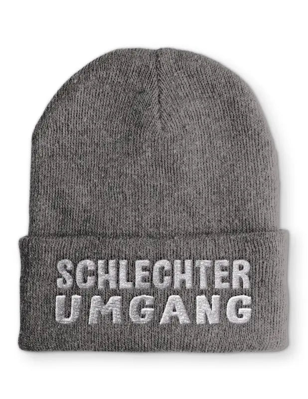 
                      
                        Schlechter Umgang Wintermütze Spruchmütze Beanie perfekt für die kalte Jahreszeit - Grau
                      
                    