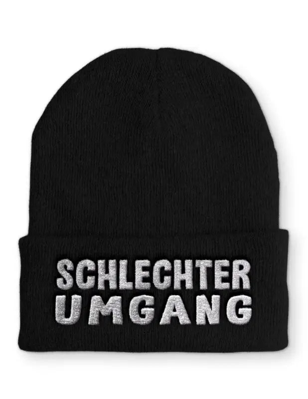 
                      
                        Schlechter Umgang Wintermütze Spruchmütze Beanie perfekt für die kalte Jahreszeit - Schwarz
                      
                    