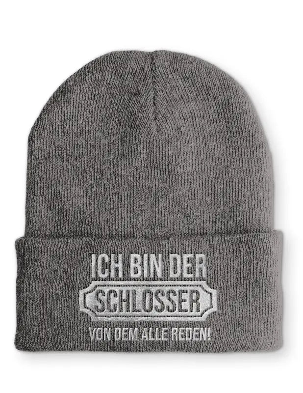 Schlosser Statement Beanie Mütze mit Spruch - Grey
