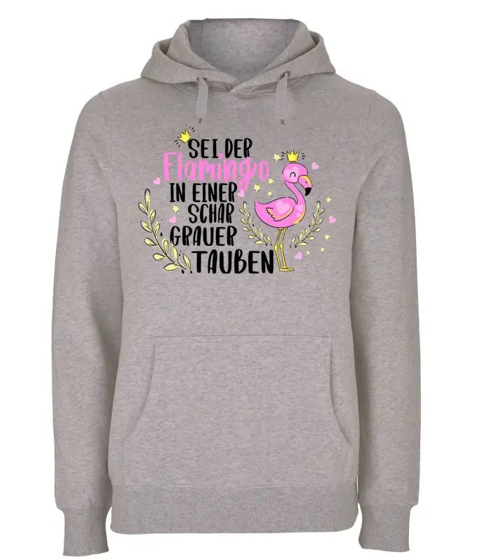 Sei der Flamingo in einer schar grauer Tauben Hoodie Unisex - tshirtladen - 