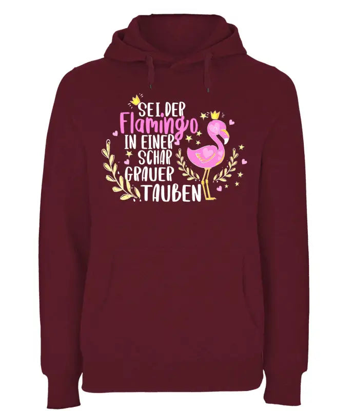 
                      
                        Sei der Flamingo in einer schar grauer Tauben Hoodie Unisex - XS / Burgundy
                      
                    