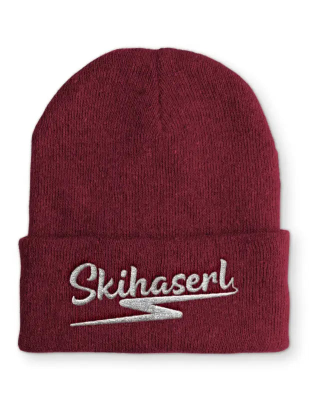 
                      
                        Skihaserl Wintermütze Spruchmütze Beanie perfekt für die kalte Jahreszeit - Bordeaux
                      
                    