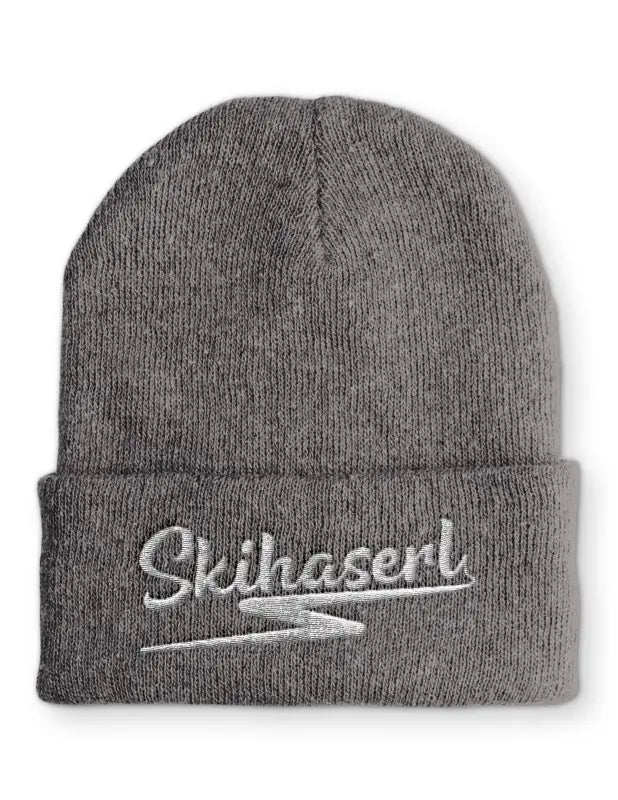 
                      
                        Skihaserl Wintermütze Spruchmütze Beanie perfekt für die kalte Jahreszeit - Grau
                      
                    