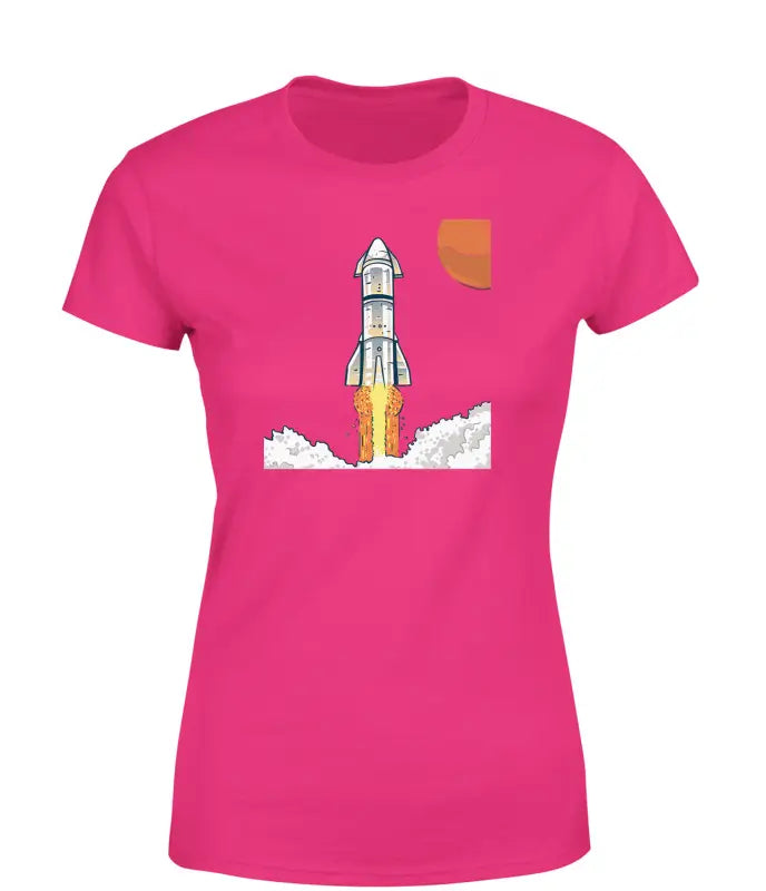 Space Rocket Damen T - Shirt Fairtrade Weltraum - S / Bright Pink