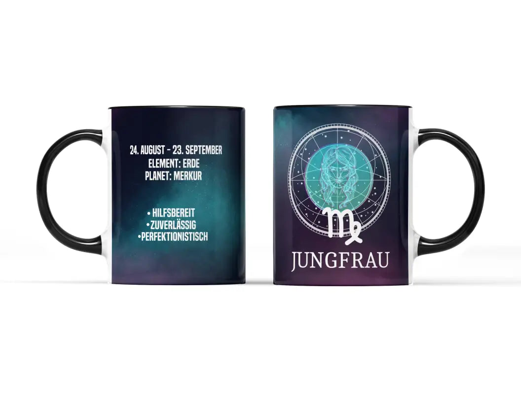Sternzeichen Jungfrau Tasse - Schwarz