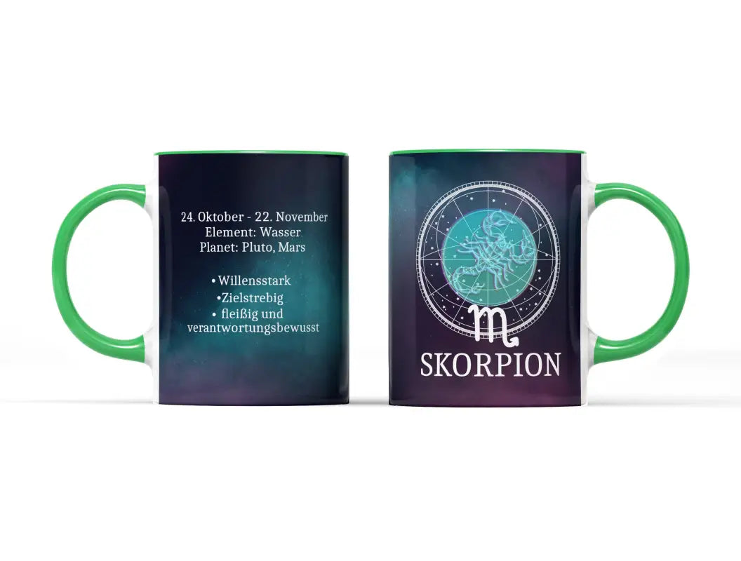 Sternzeichen Skorpion Tasse - Hellgrün