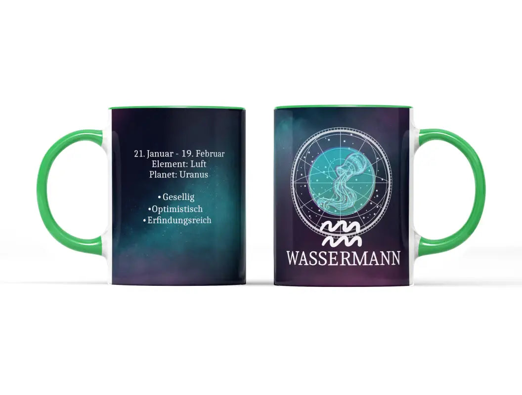 Sternzeichen Wassermann Tasse - Hellgrün