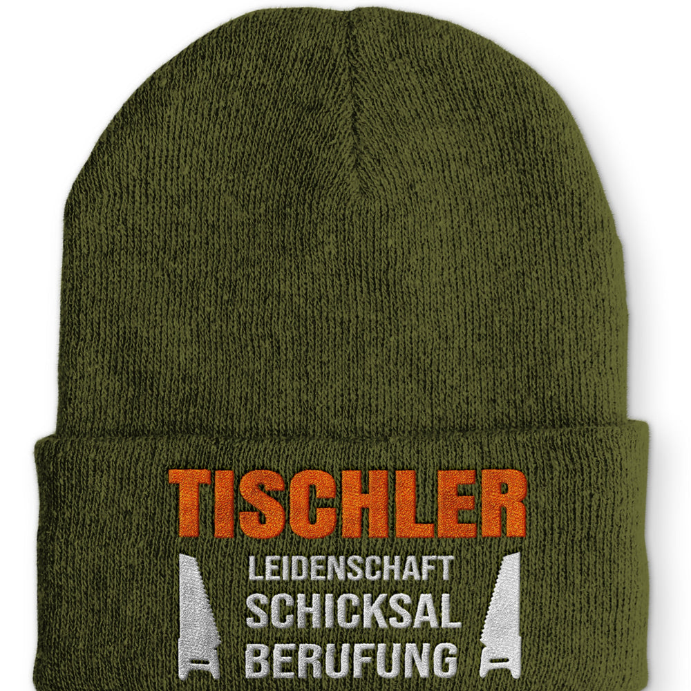 
                  
                    Tischler Leidenschaft Schicksal Berufung Beanie Mütze mit Spruch - Olive - Mütze
                  
                
