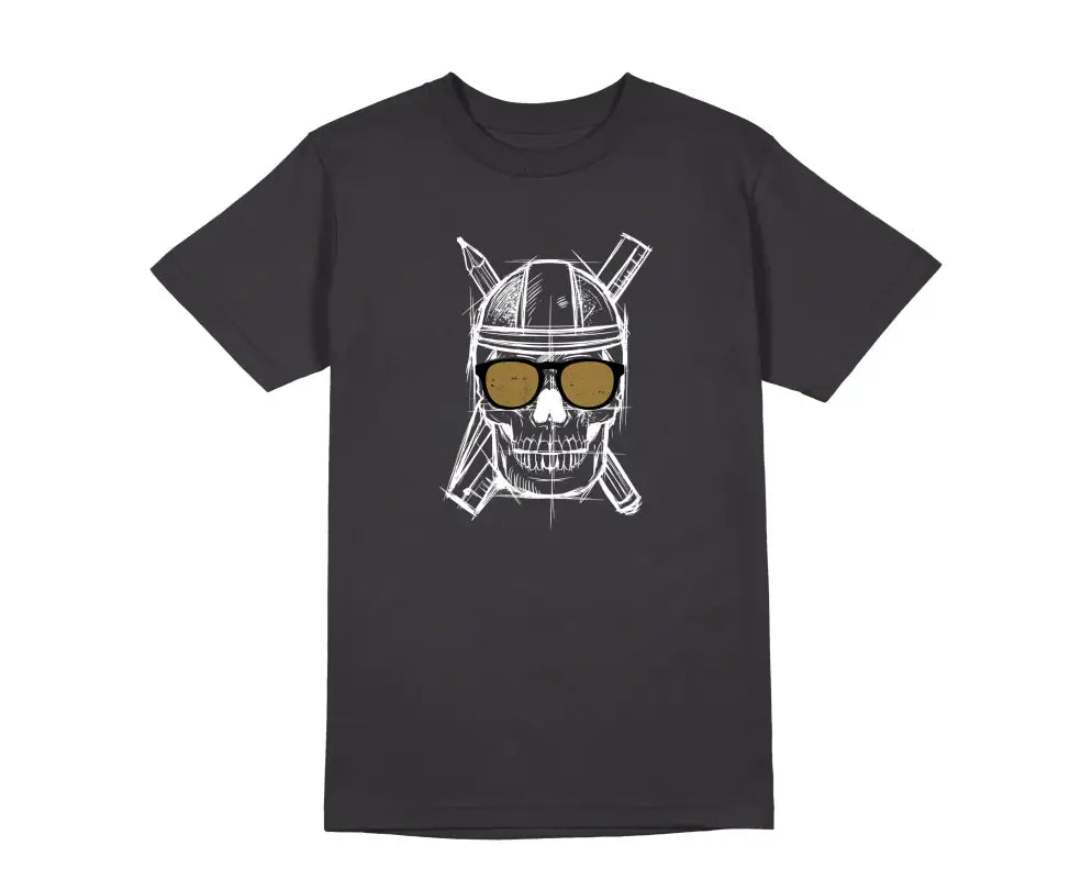 Totenkopf Handwerker Herren Unisex T - Shirt - S / Dunkelgrau