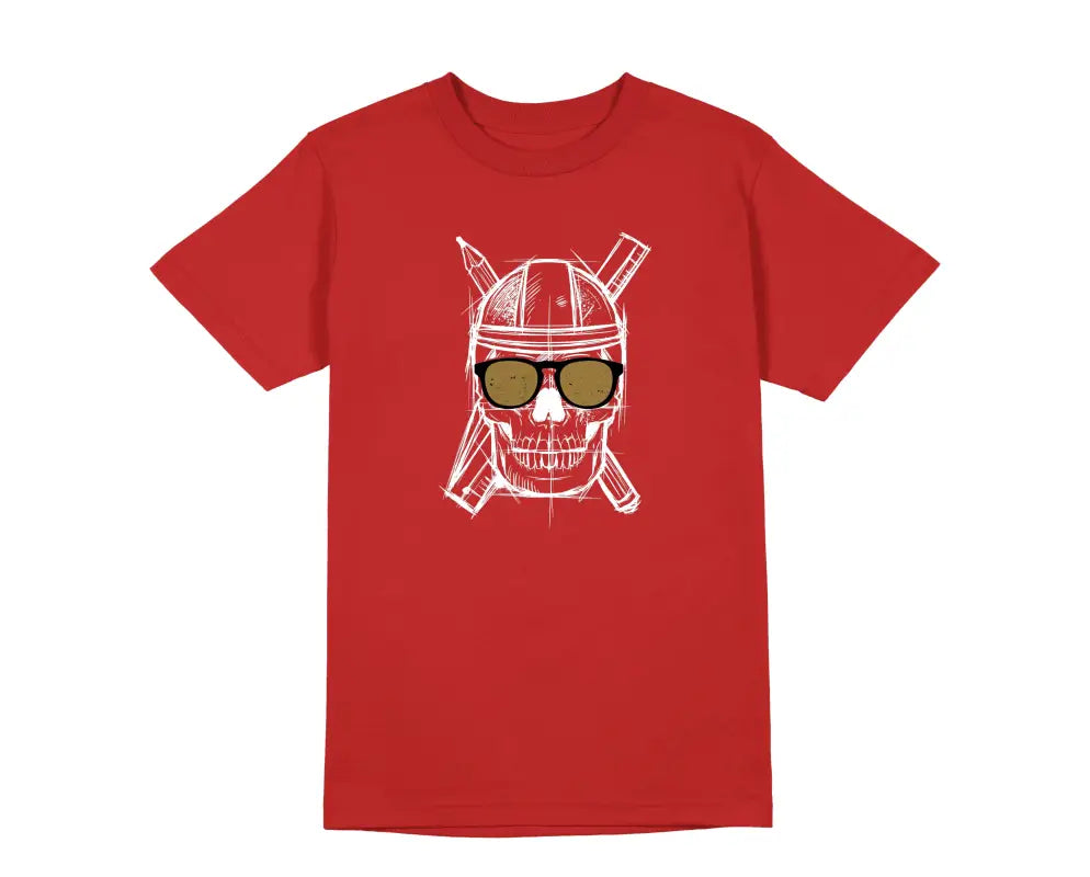 Totenkopf Handwerker Herren Unisex T - Shirt - S / Rot