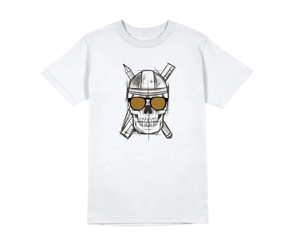 Totenkopf Handwerker Herren Unisex T - Shirt - S / Weiß