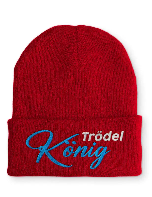 
                  
                    Trödel König Statement Beanie Mütze mit Spruch - Rot
                  
                