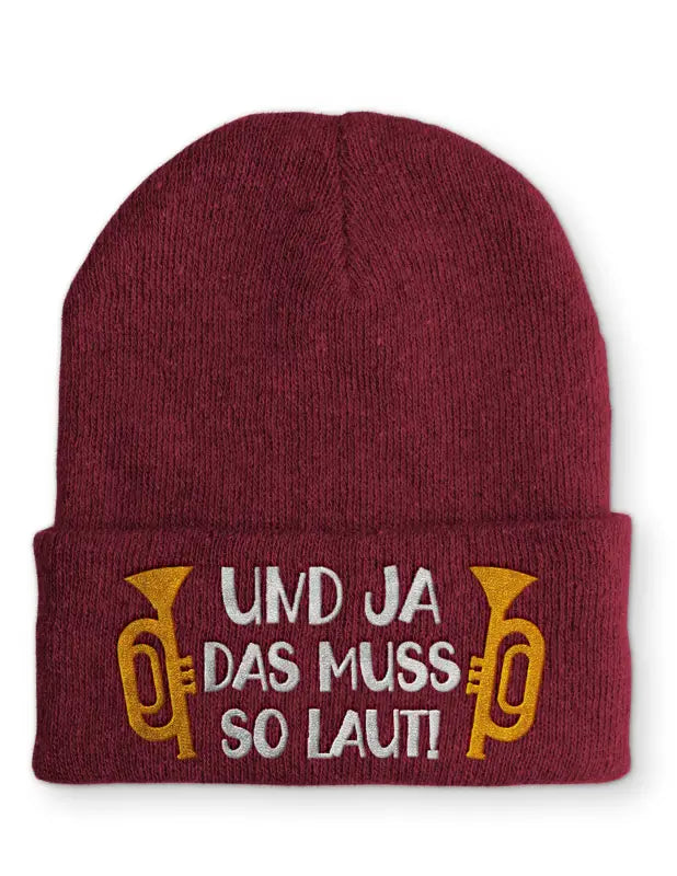 
                      
                        Und ja das muss so laut! Statement Beanie Mütze mit Spruch - Bordeaux
                      
                    