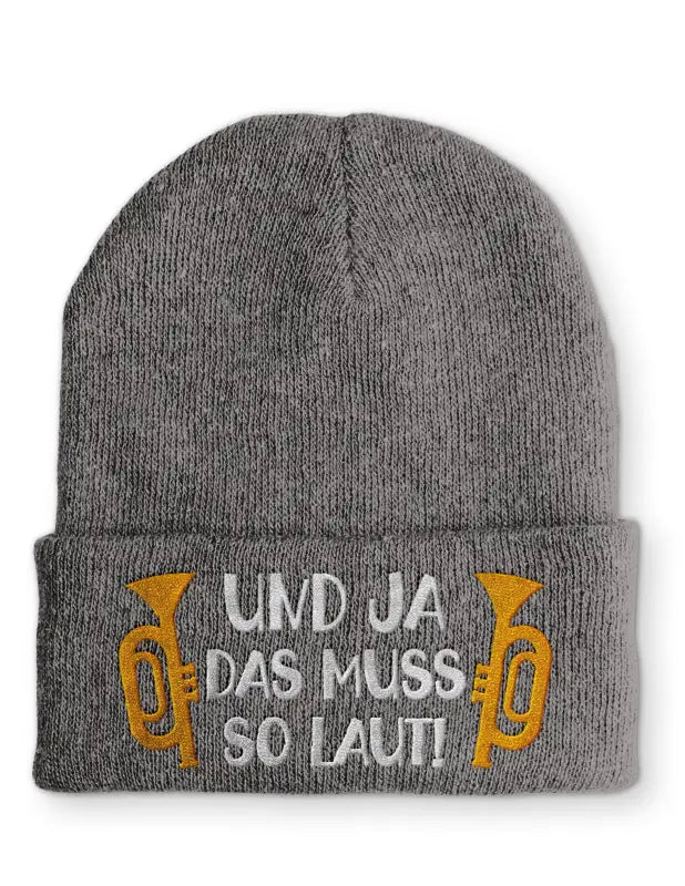 
                      
                        Und ja das muss so laut! Statement Beanie Mütze mit Spruch - Grey
                      
                    