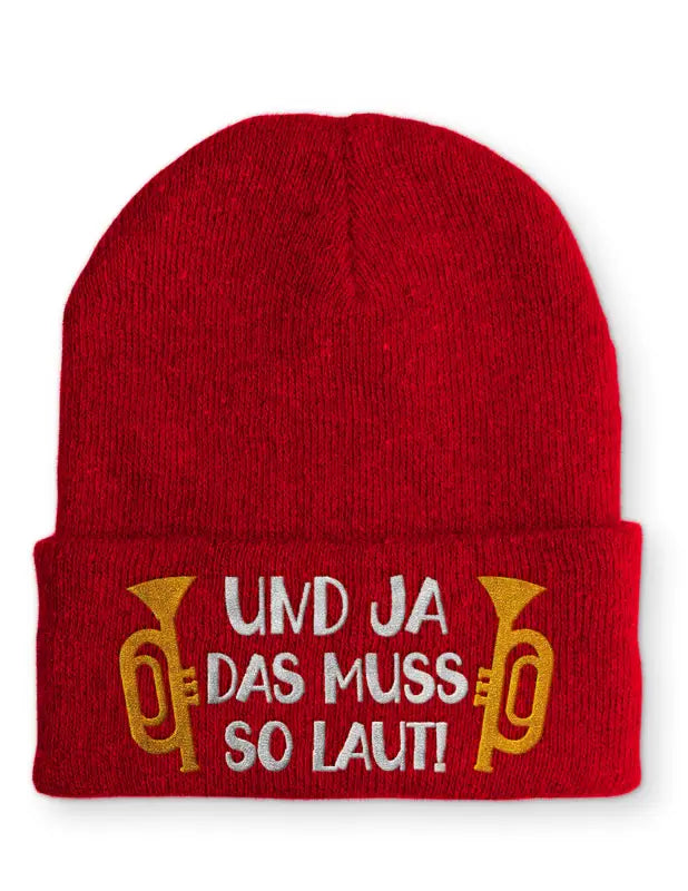 
                      
                        Und ja das muss so laut! Statement Beanie Mütze mit Spruch - Rot
                      
                    