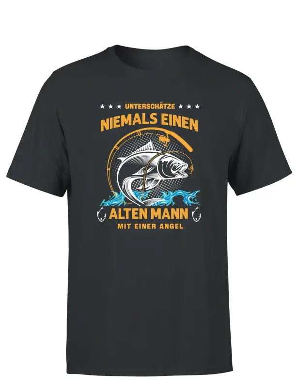 Unterschätze Niemals Einen Alten Mann Mit Einer Angel Herren T-Shirt - tshirtladen - 