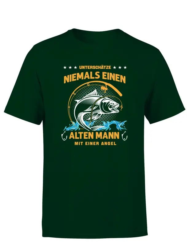 Unterschätze Niemals Einen Alten Mann Mit Einer Angel Herren T-Shirt - tshirtladen - 