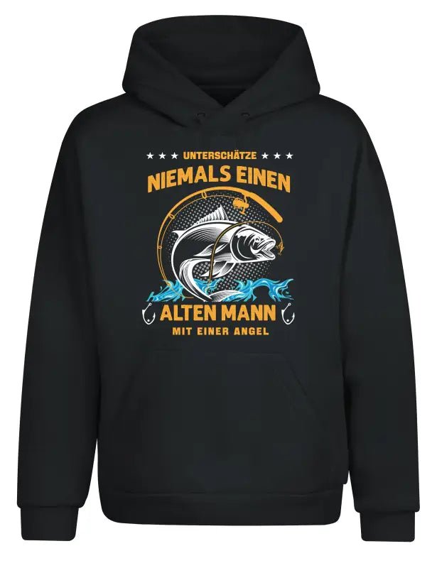Unterschätze Niemals Einen Alten Mann Mit Einer Angel Hoodie Unisex - tshirtladen - 