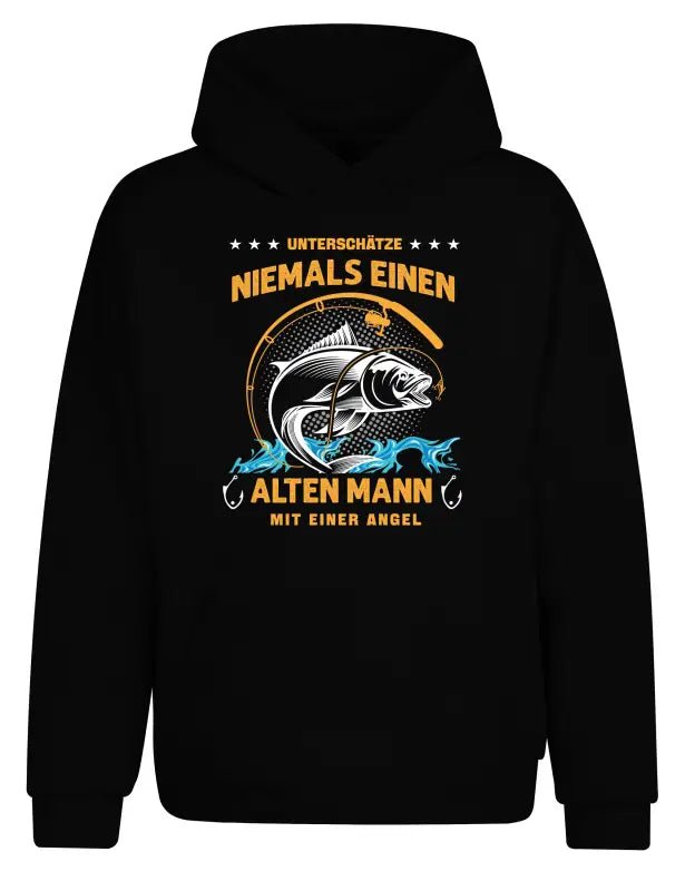 Unterschätze Niemals Einen Alten Mann Mit Einer Angel Hoodie Unisex - tshirtladen - 