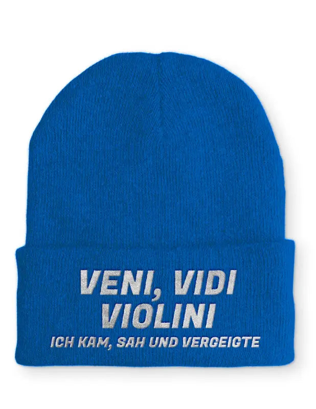 
                      
                        Veni Vidi Violini Ich kam sah und vergeigte Statement Beanie Mütze mit Spruch - Royal
                      
                    