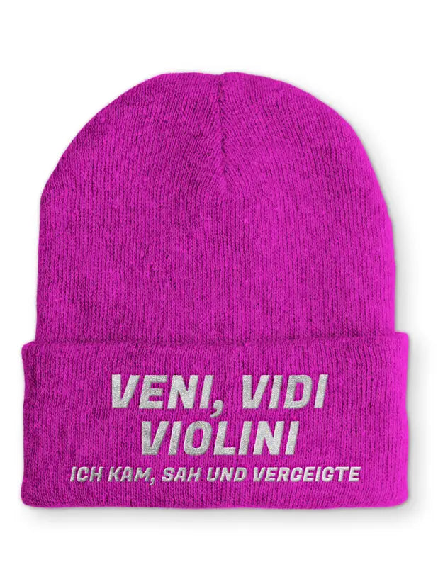 
                      
                        Veni Vidi Violini Ich kam sah und vergeigte Statement Beanie Mütze mit Spruch - Pink
                      
                    