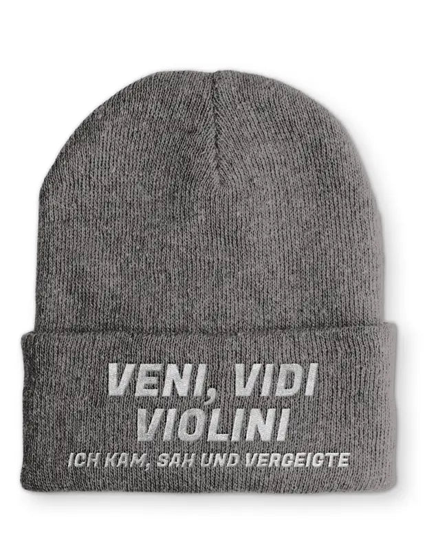 
                      
                        Veni Vidi Violini Ich kam sah und vergeigte Statement Beanie Mütze mit Spruch - Grey
                      
                    