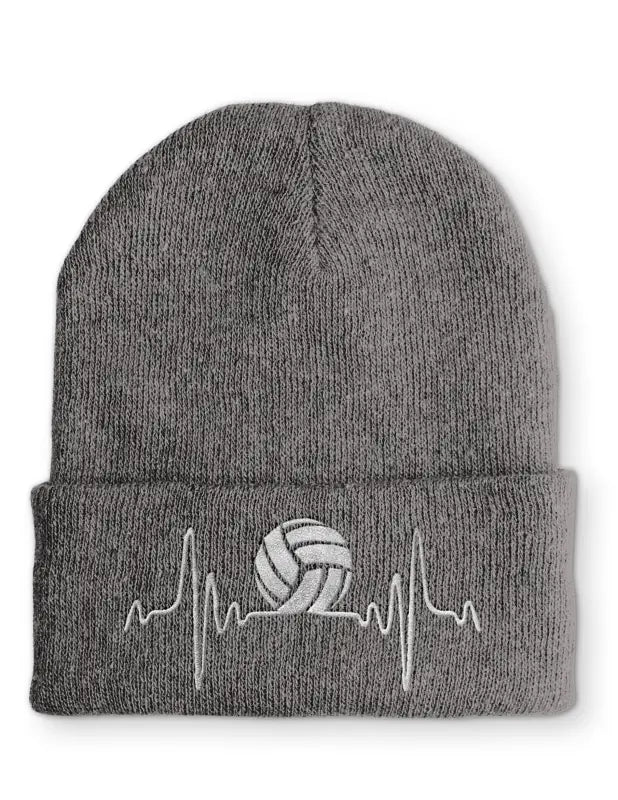 Volleyball Herzschlag Statement Beanie Mütze mit Spruch - Grey