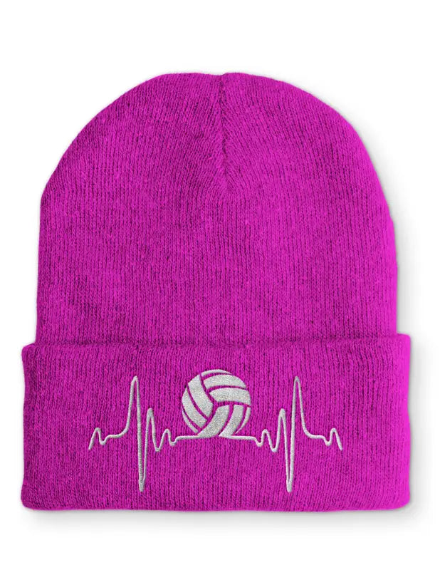 Volleyball Herzschlag Statement Beanie Mütze mit Spruch - Pink