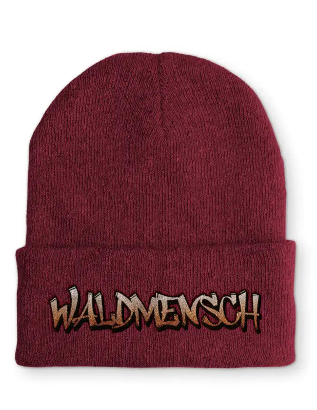 Waldmensch Statement Beanie Mütze mit Spruch - Bordeaux