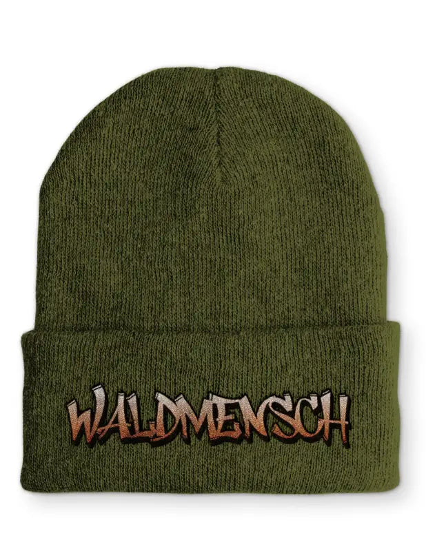 
                      
                        Waldmensch Statement Beanie Mütze mit Spruch - Olive
                      
                    